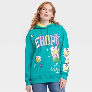 Sanrio Keroppi Fuzzy Lined Graphic Green Hoodie - Size XS